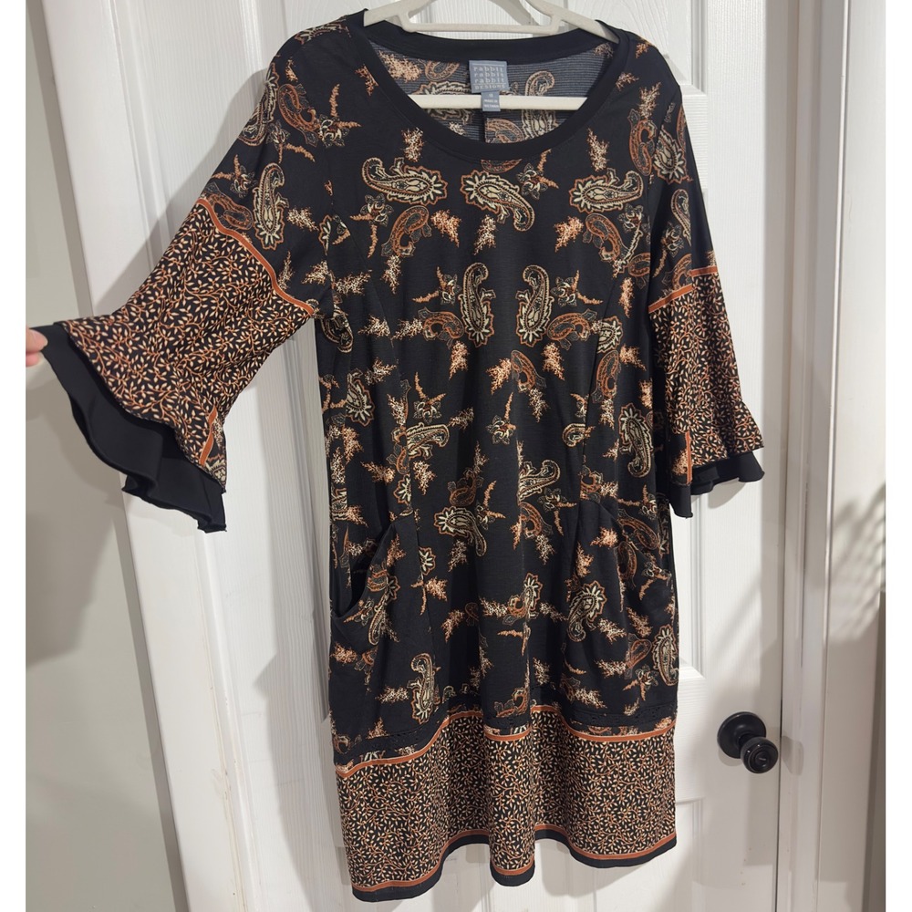 Rabbit Rabbit Rabbit Designs Womens 18 Paisley Bell Sleeve Pocket Dress R1D39331
